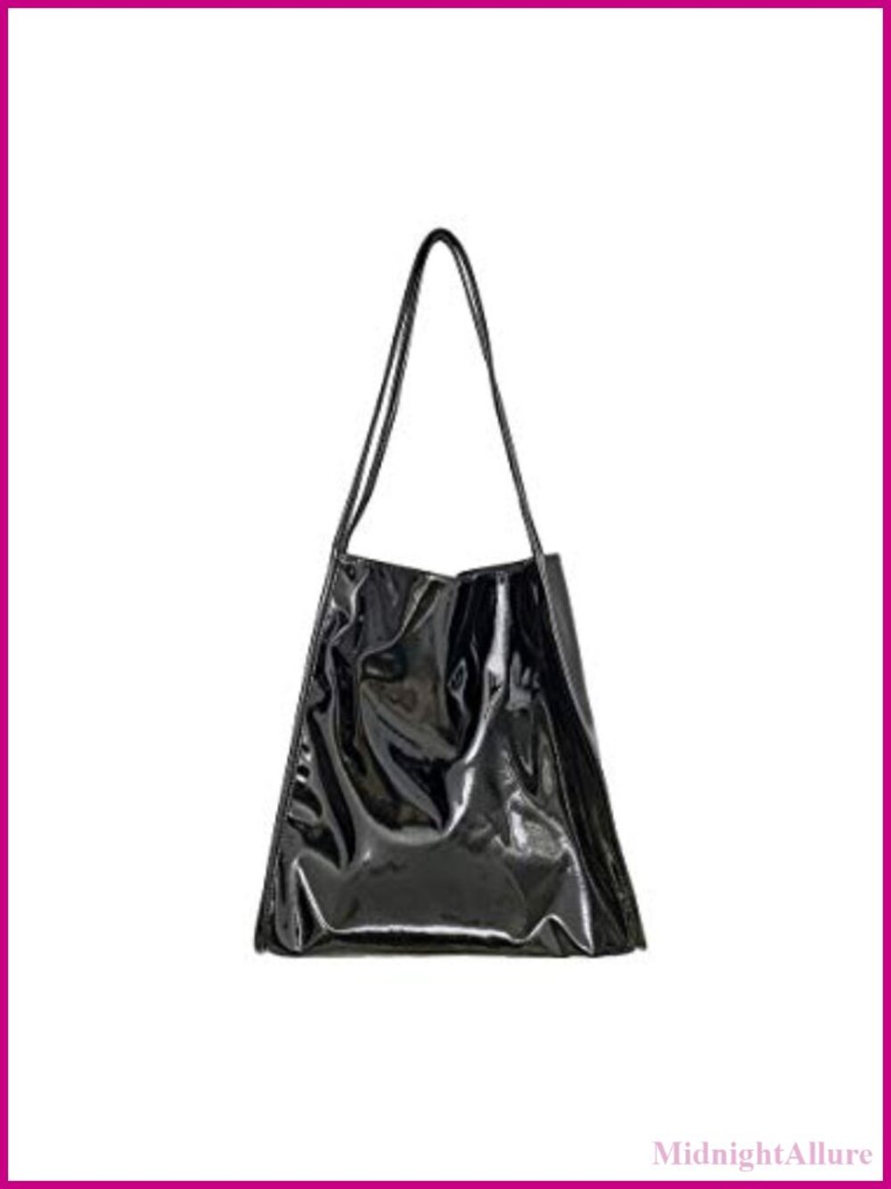 Patent Leather Tote Bag Shiny Shoulder Bag Minimal Purse Fashion Handbag